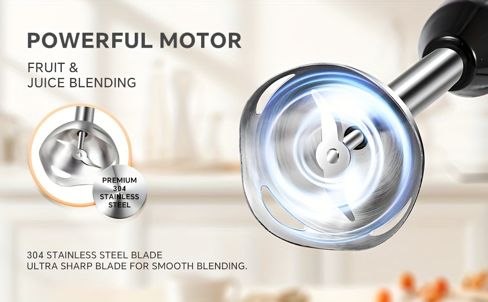 Lalayuan Electric Immersion Blender, Power Handheld Blender, 400W Portable Stick Mixer with 2 Mixing Speeds&Turbo Mode, 304 Stainless Steel Blades, Easy to Grip Speed Corded Hand Mixer, Perfect for Soup Smoothie Puree Food Fruit, with Detachable Base