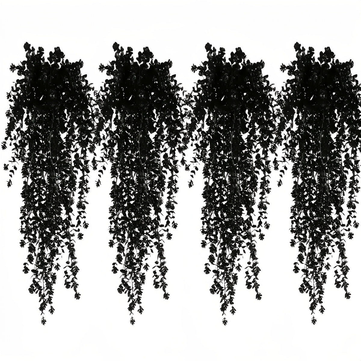 2/4pcs UV Resistant Black Artificial Hanging Flowers - Rich Artificial Greenery Vines for Indoor/Outdoor Decorations, Perfect for Halloween, Weddings And Fall Celebrations, Home Fall Decorations