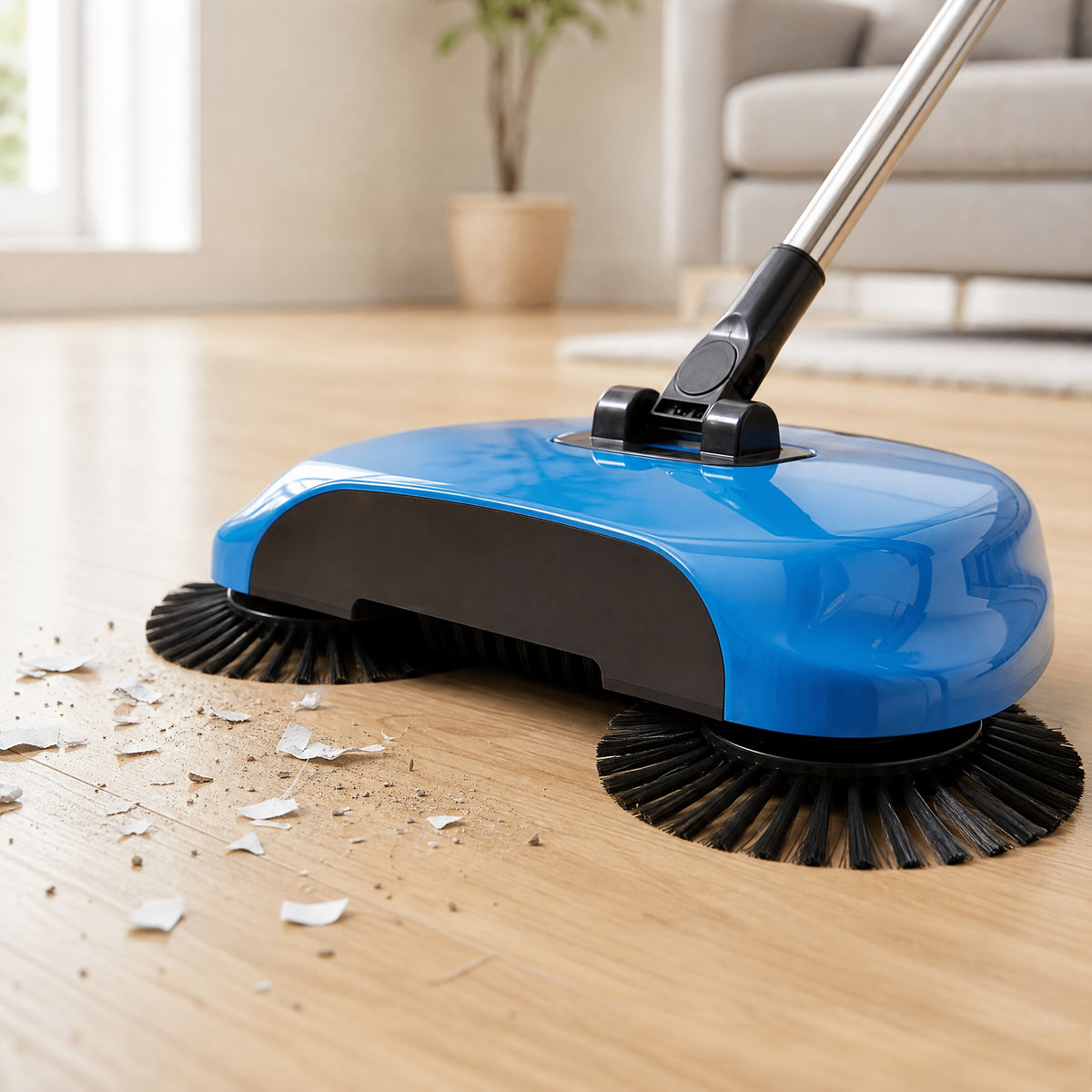 3-in-1 Hand Push Broom, Multifunctional Cleaning Tool Sweep Mop, Long Handle Push Broom with Auto Spiral Deep Clean System, Easy Cleaning Close Fit to The Floor, Ideal for Hardwood, Ceramic, Tiles, Kitchen, Home, Office, Cleaning Supplies