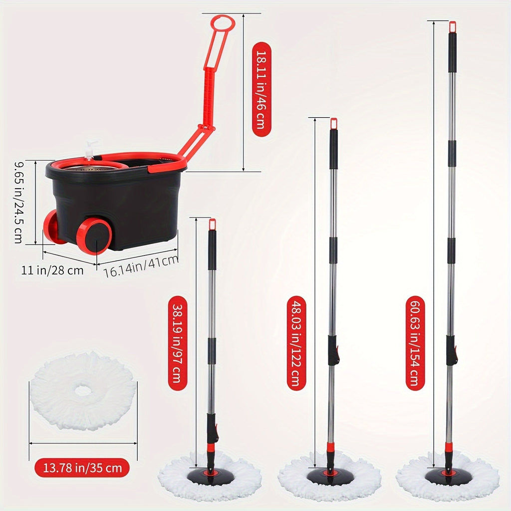 Mop Bucket Set, Spin Mop And Bucket And Wringer Set, Bathroom Mop Bucket, 360° Spin Mop Bucket System with 3 Microfiber Mop Replacement Heads And 61 Inch Adjustable Handle for Floor Cleaning, Holiday Cleaning, Christmas Cleaning