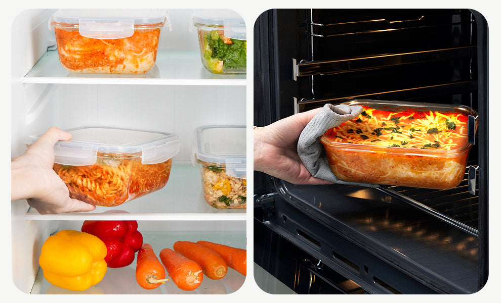 2Pack 1860ml/ 63oz Large Glass Storage Containers With Lids, Baking Container With Snap Airtight Lids For Microwave, Oven, Meal Prep Food Container Set, Leak Proof, For Freezer, Dishwasher