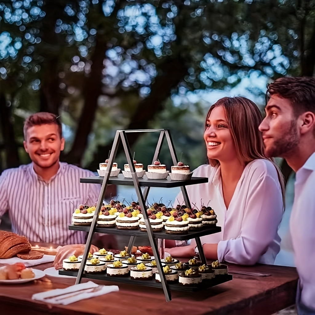 Cupcake Display Stand, Old-Fashioned Wood 3-Layer Dessert Shelf, Dessert Table Display Kit, Paper Cup Cake Shelf 50 Cupcakes, Kitchen Accessories, Suitable for Family Parties, Wedding, Halloween, Local Warehouse