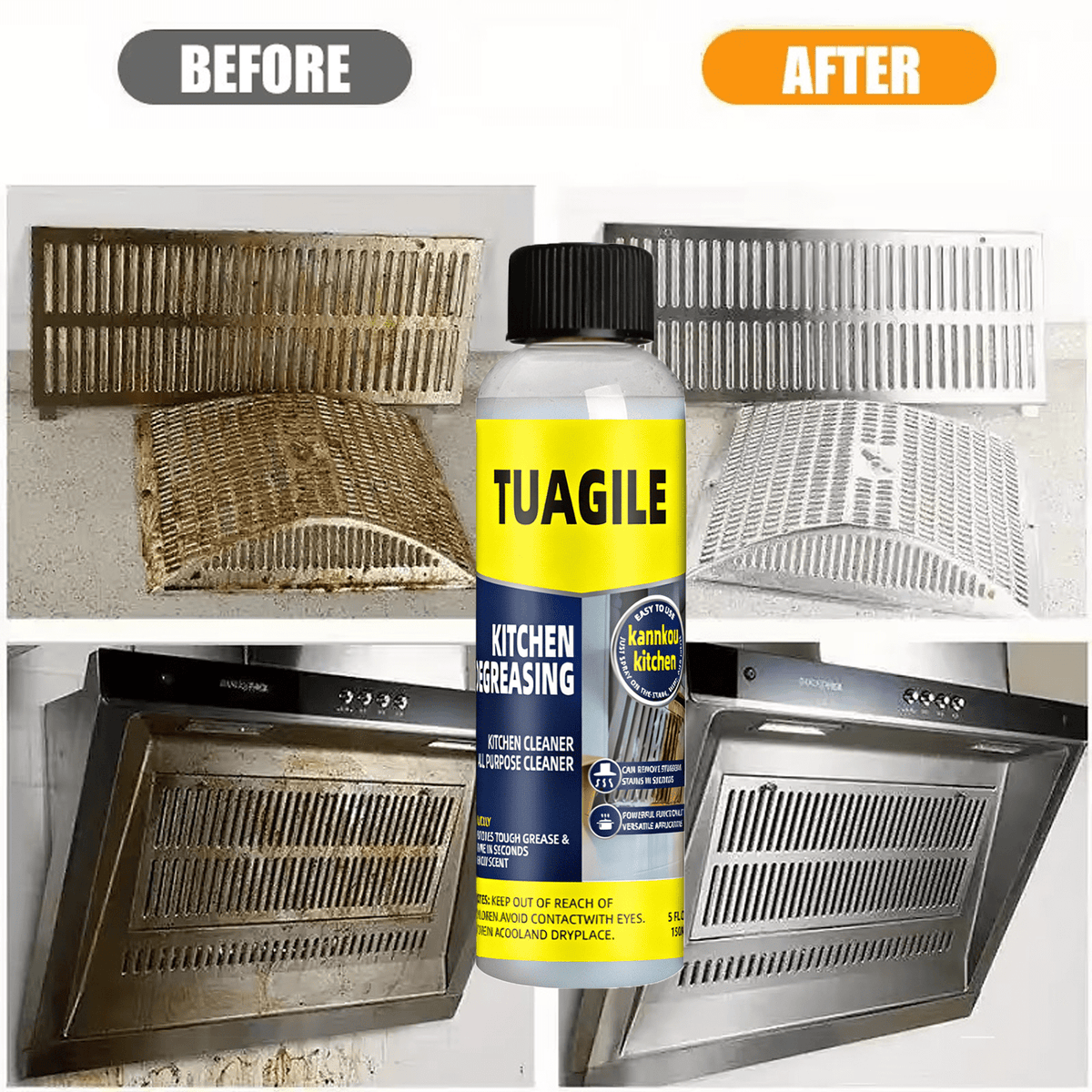 Heavy-Duty Kitchen Grease & Stain Remover Fast-Acting Spray for Stovetops and Walls. Wipes Clean Instantly, Leaving No Sticky Residue. The Ultimate Household Kitchen Grease Buster Versatile Stain Removal for Pots, Pans, and Utensils. Highly Efficie