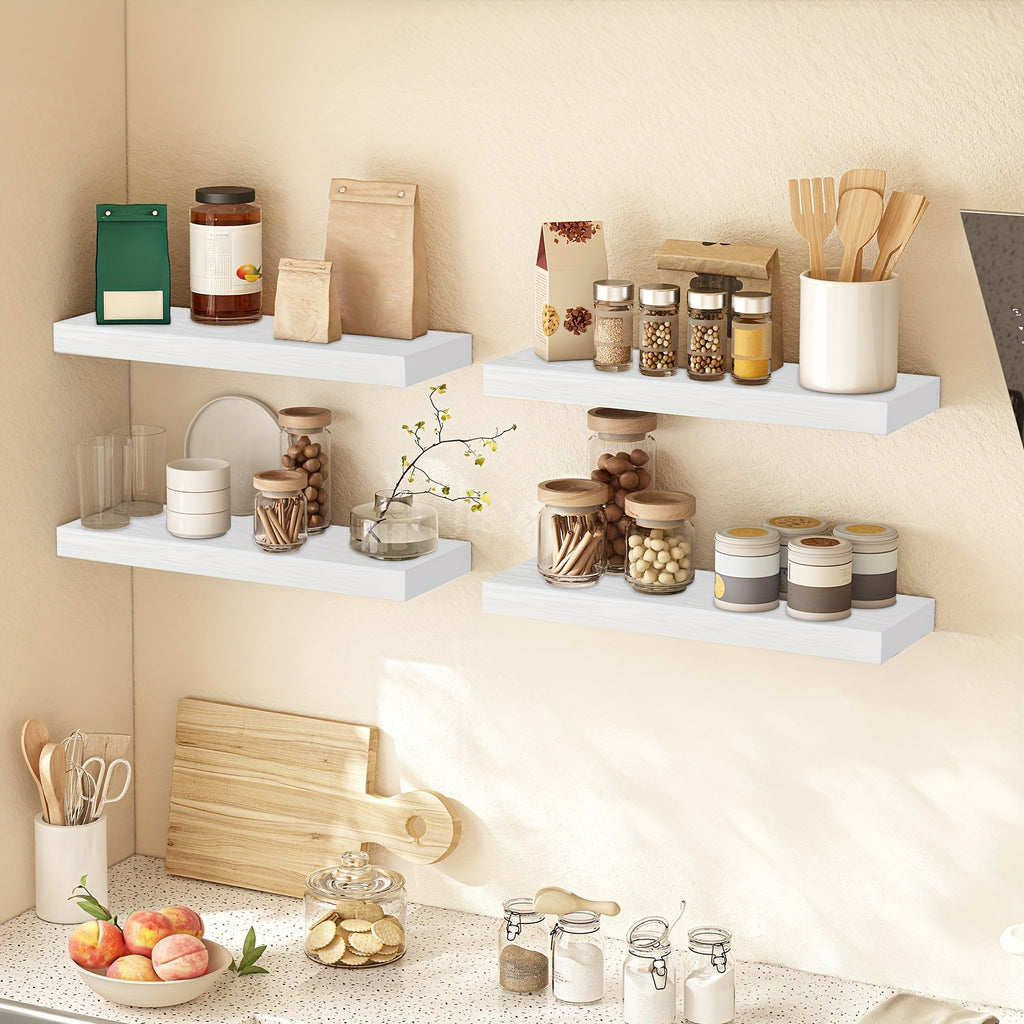 2026 Wall-Mounted Storage Shelf Set of 4, Designed for Walls, Sturdy Storage Solution, Rustic Wooden Wall Shelf for Room Decor, Closet, Bathroom Storage, And Additions, Available in Black, Gray, White, And Brown, Durable Wall Shelf