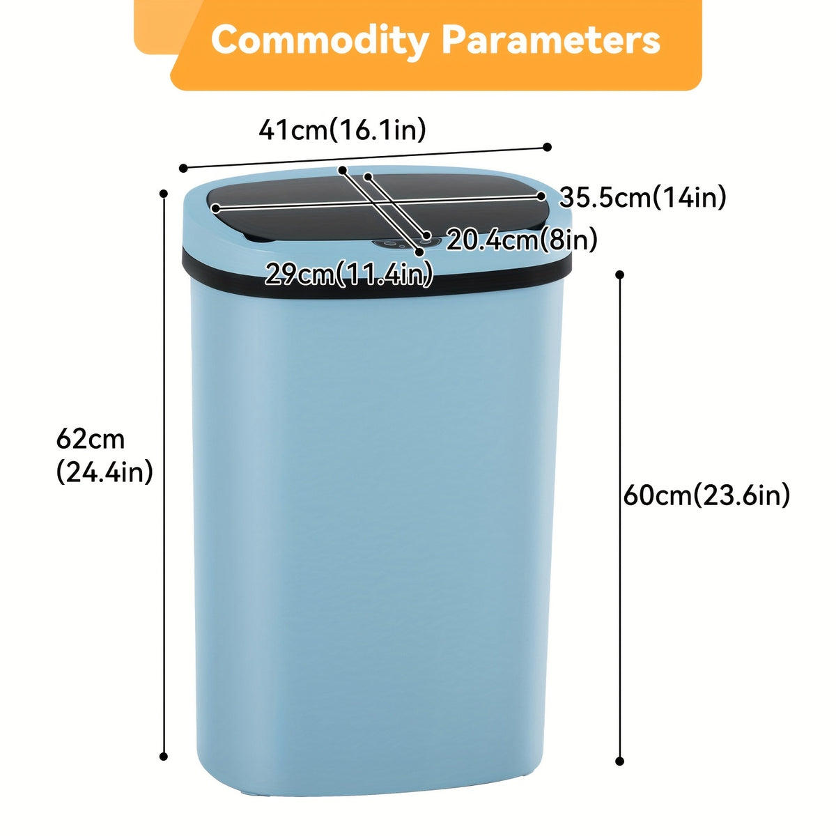 13 Gallon Trash Can Kitchen Waste Bin 50L, Automatic Garbage Can Touchless Motion Sensor, for Office Bedroom Living Room Trash Can