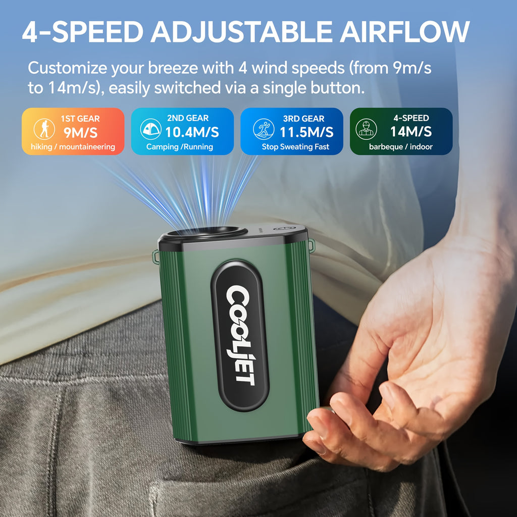 Neck-hanging Portable Waist Fan, Featuring an 18000RPM Powerful Brushless Motor, Four-speed Wind Adjustment, and a 5000mAh High-capacity Long-lasting Battery. Equipped with an LED Power Indicator, It Is Suitable for Outdoor Work, Camping