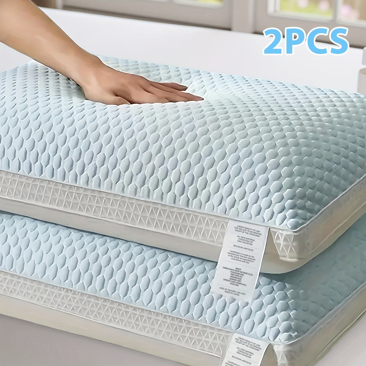 2pcs Neck Support Pillow for Side, Back & Stomach Sleepers - Ergonomic Contour Pillow for Adults, Decorative Throw Pillows for Bed Couch, All-Season Comfort for Bedroom Dorm Home Office