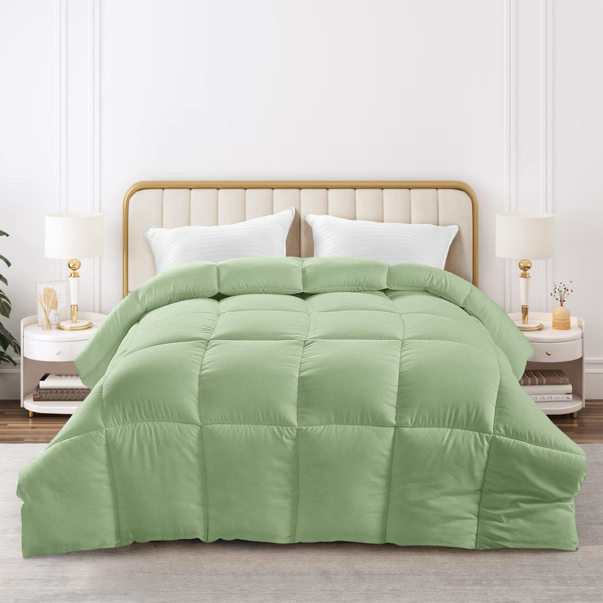 Lux Decor Comforter - All Season Quilt Comforter For Summer Sleeping With Corner Tabs - Soft, Breathable Versatile Bedding & Bedroom Decor - Luxurious Box Stitching