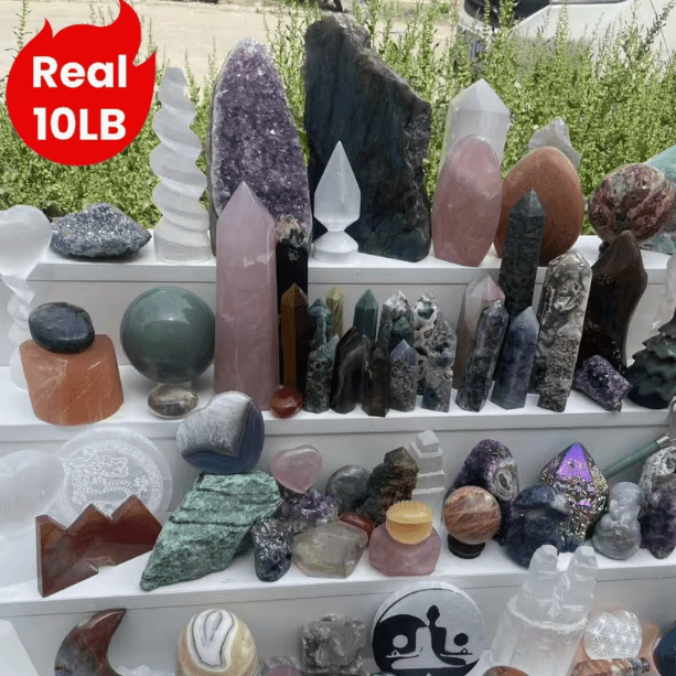 Real 10LB Mixed Crystals, Lot of Different Items!! Premium Natural Materials of Different Shapes: Towers Spheres Clusters & Rough! Valuables Gifts & Decorative Stones