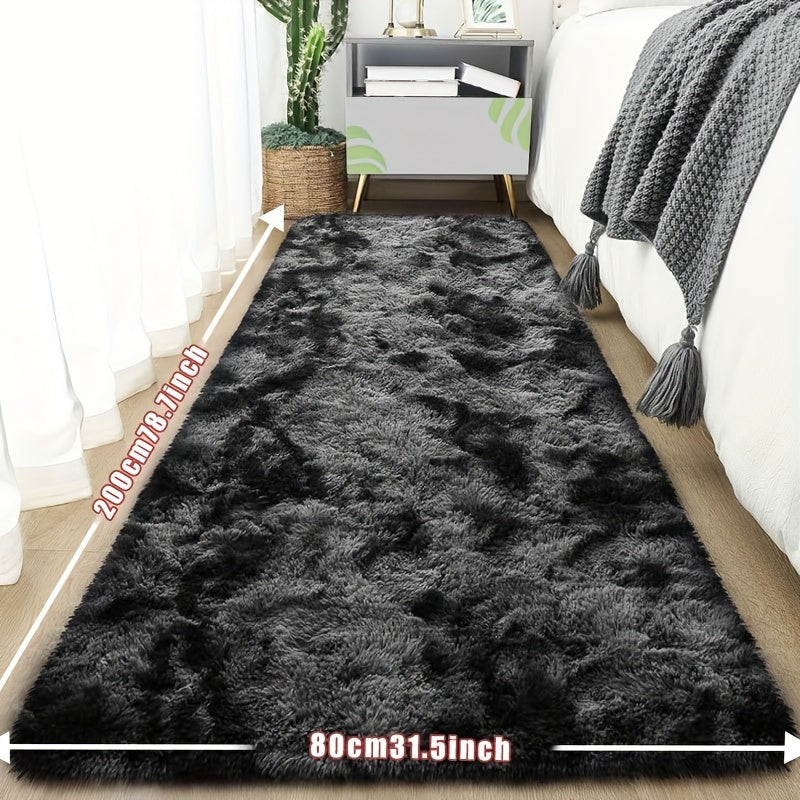 [Plush Fluffy Mat] 1pc Tie-Dye Plush Soft Interior Fluffy Mat, Modern Luxury Plush Mat, Absorbent, Non-Slip &, Suitable for Living Room and Bedroom Areas, Home Decor