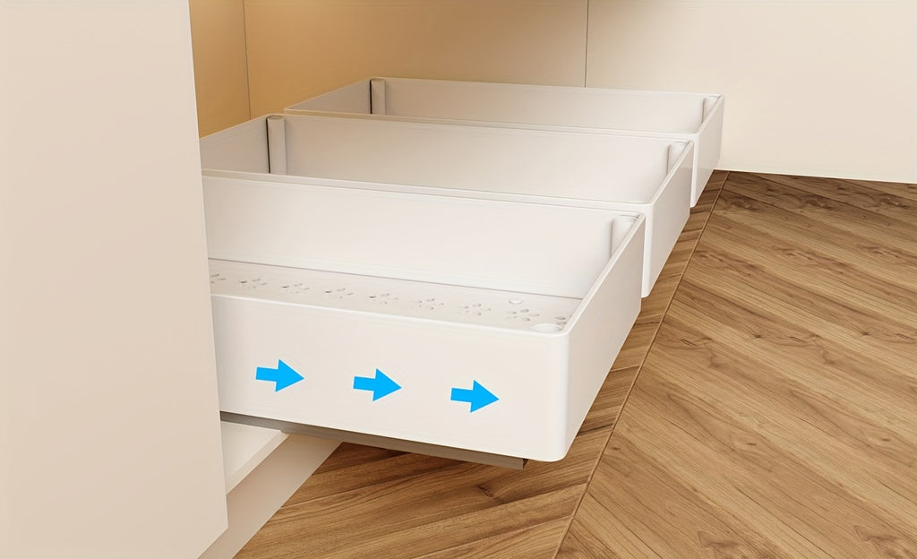 2Pcs Open Storage Bins, Boho Style Plastic Cabinet Organizer, Pull-Out Removable Slide-Out Organizer for Kitchen, Bathroom, Pantry, Cabinets