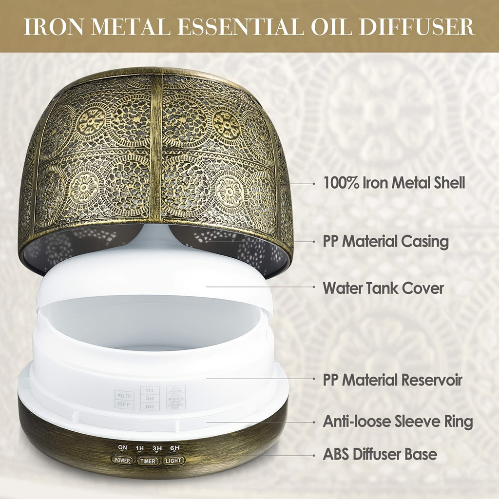 16.91oz Large Room Essential Oil Diffuser, Essential Oil Metal Diffuser, Home Office Soundwave technology Diffuser, Various Holiday Gifts Such As Thanksgiving, Halloween, Christmas, Etc.