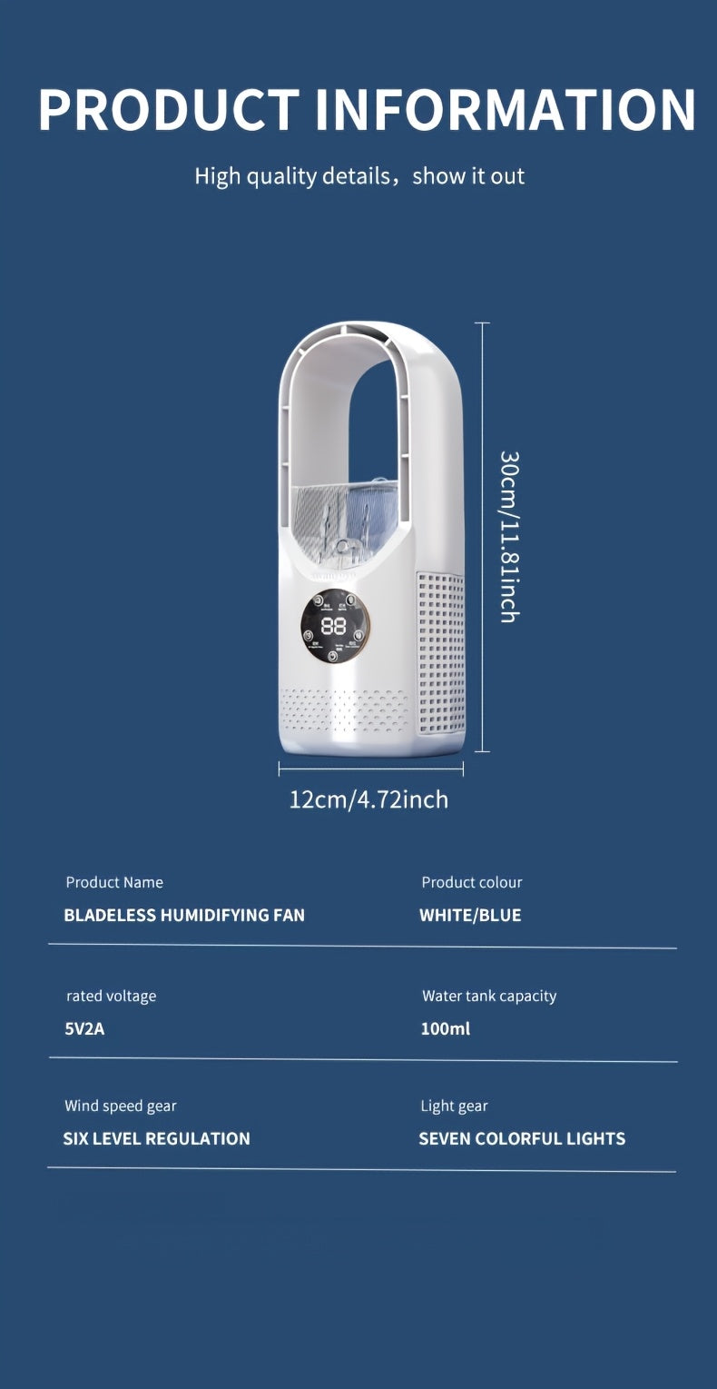Portable Fan, USB Tower Fan, Desktop Bladeless Fan - Optional Remote Control, Touch Screen, Multi-speed Adjustment, Timer Function And Intelligent Shutdown - Perfect For Offices, Travel, Camping And Home Necessities
