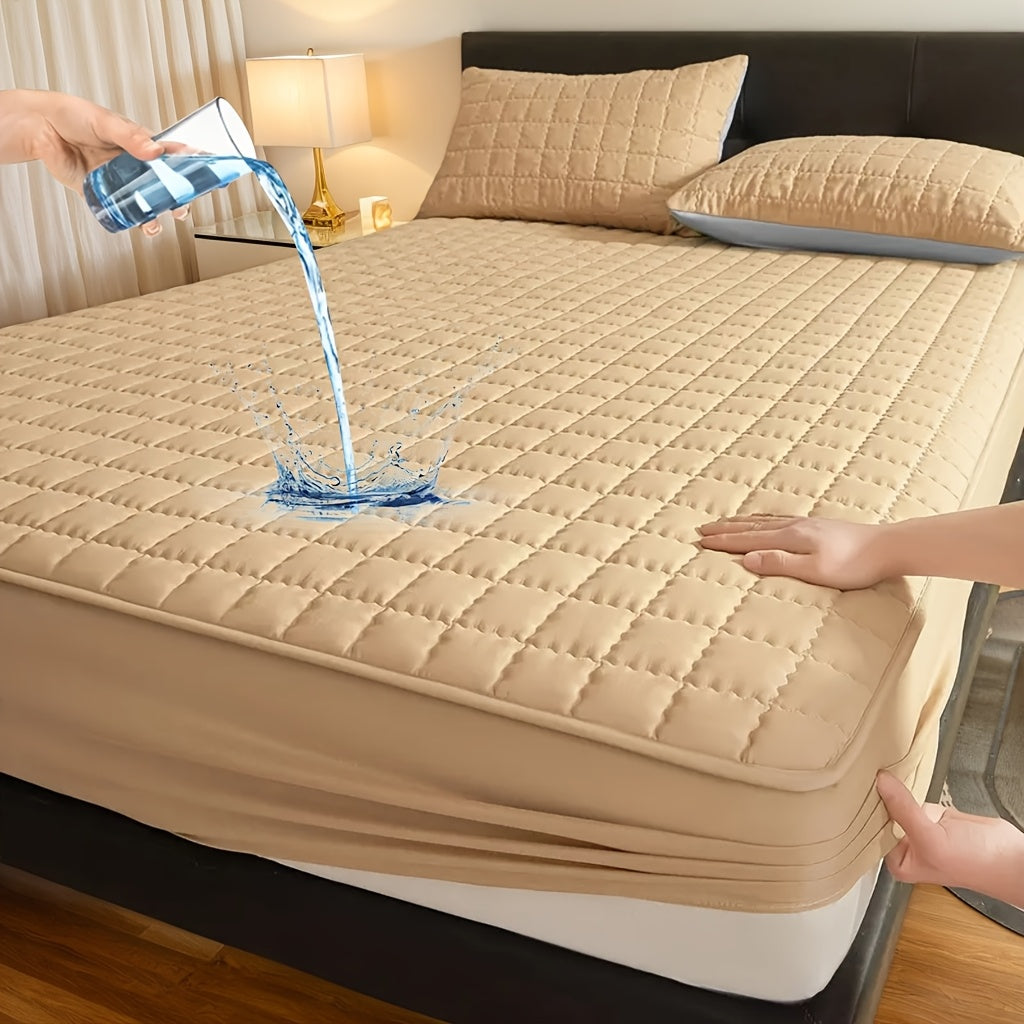 1pc Modern Soft Breathable Waterproof Bed Fitted Sheet - Lightweight, Fitted Mattress Protector For All Beds, Bedding Essentials, Minimalist Design (Excluding Pillowcases)