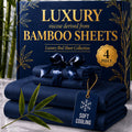 Bamboo Blend Cooling Sheets, 4 Piece Soft Breathable Bed Sheet Set with Deep Pocket Fitted Sheet in 13 Colors for Twin Full Queen and King Beds