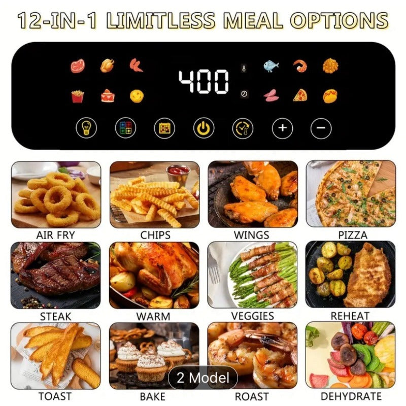 Large Capacity Air Fryer Visual Intelligent Fully Automatic Household Air Fryer Anti-Scald Handle Suitable for Chicken And Fish