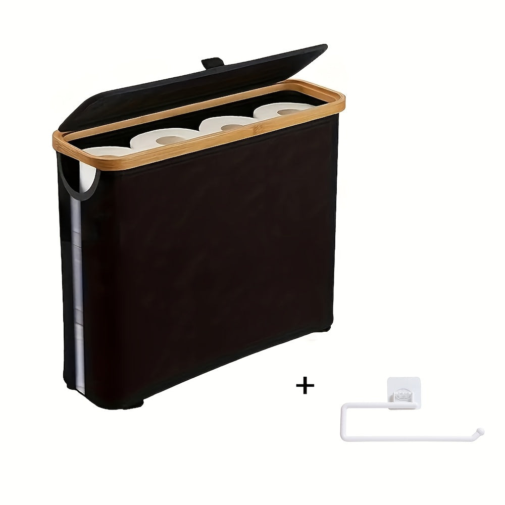 Toilet Paper Basket, Bamboo Toilet Paper Storage - Ultimate Bathroom Storage with Bamboo Lid, Large Toilet Paper Holder Can Hold 9 Rolls, Bathroom Toilet Paper Storage Cabinet, Toilet Paper Storage Containers