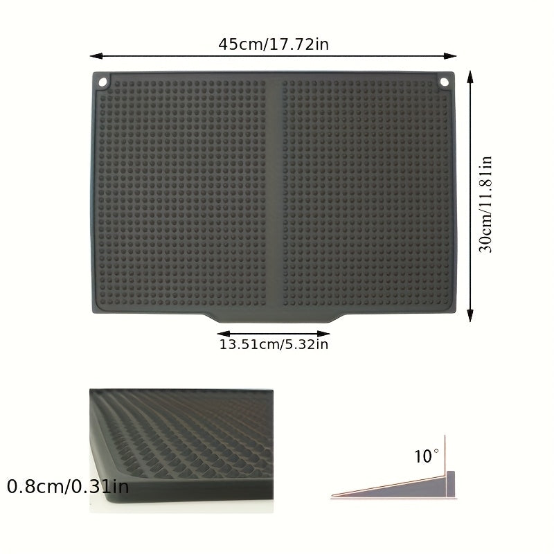 Extra-large Kitchen Splash-proof and Drying Pad - 17.72x12.2 Inches Heat Resistant up to 446°F/230°C, Anti-slip Countertop Pad, Drain Hole, Sink, Stove, Countertop Drying Pad - Easy to Clean, Dishwasher Safe, Space-saving Design