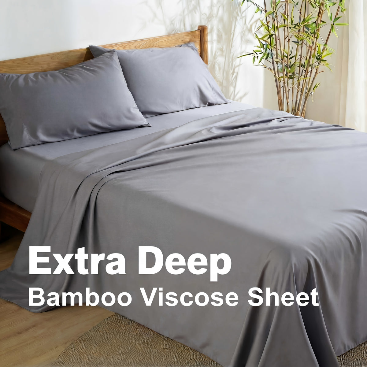 Cooling Bed Sheet Set, Extra Deep Pocket, Cozy&Ultra Soft, Viscose Bedding Sheet, Queen Sheet Set, Hot Sleeper Friendly, Ideal Gift, Local Warehouse Direct Shipment