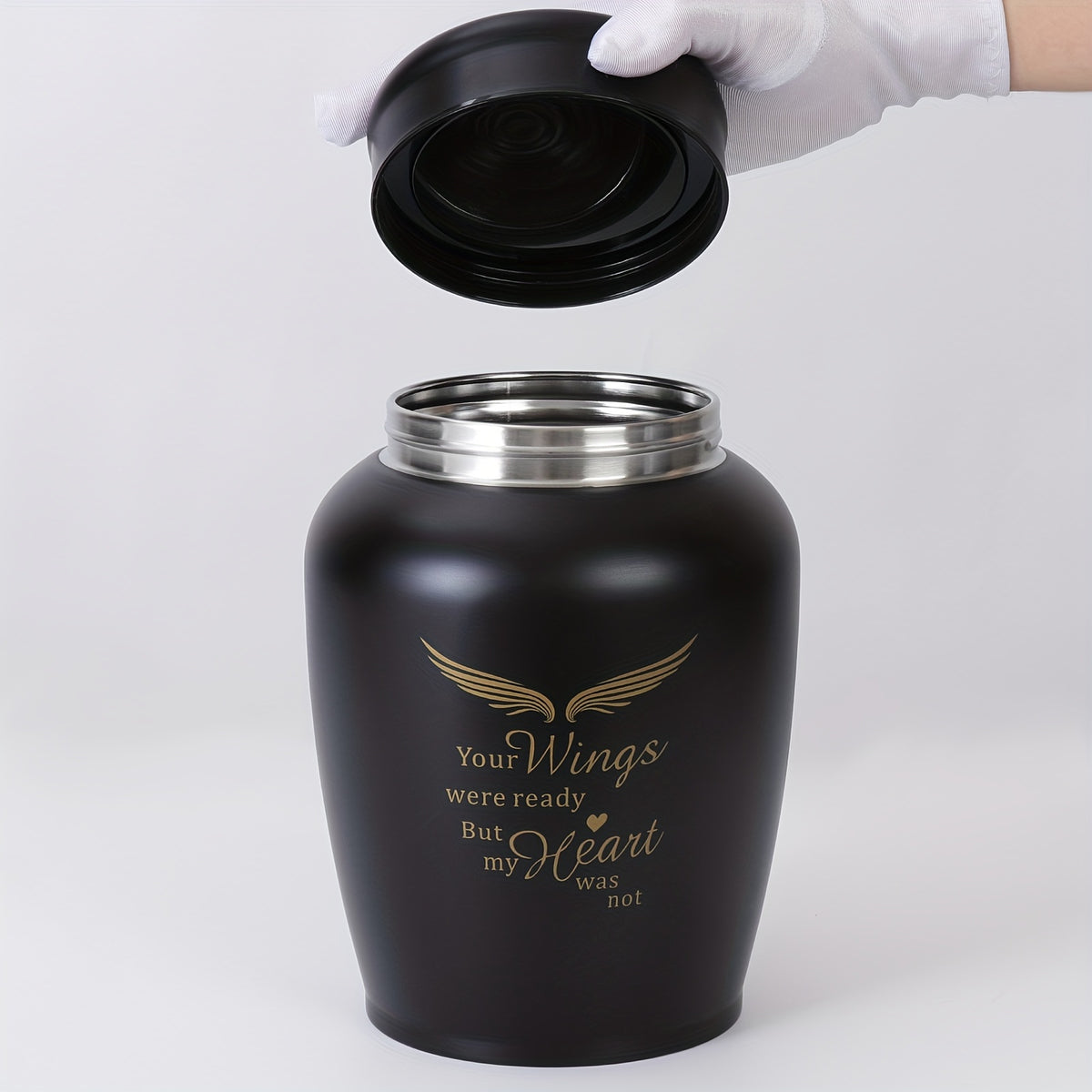 Adult Memorial Cremation Urn, 8.5-Inch Listed Size in Black or Silvery Options for Human Ashes, Remembrance Displays and Family Memorial Arrangements