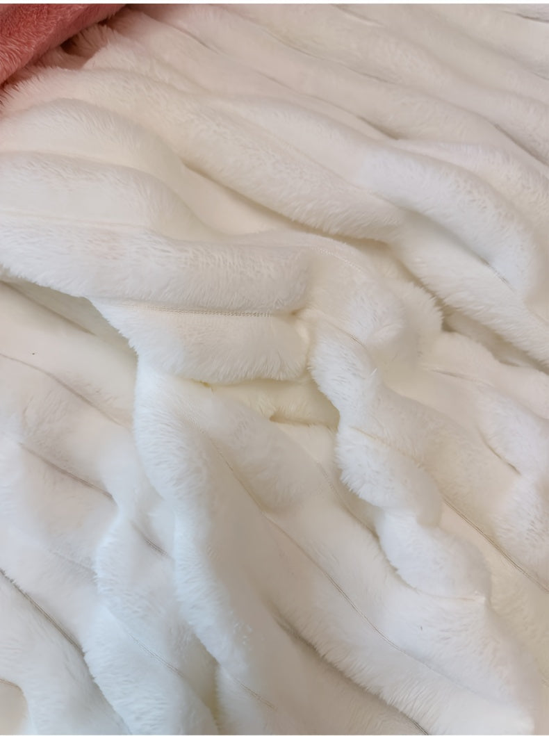 Ultra-Soft Thick Fleece Blanket | Multi-Color, 3D Faux Rabbit Fur, Double-Sided, Ideal for All Seasons, Home, Office, Travel, Camping, Gift for All Occasions