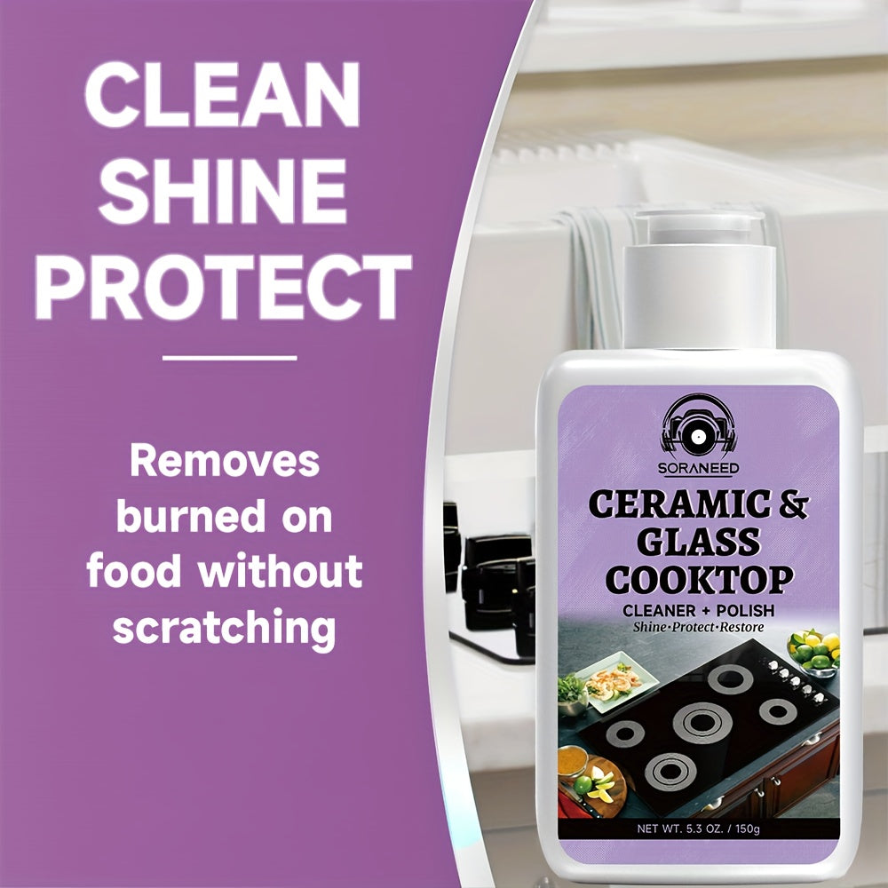 Fast-acting Ceramic Stove Cleaning Kit, A Fast-acting Stovetop Cleaner That Removes Burnt-on Grease And Stains Without Leaving Scratches. Gentle Ingredient, Non-irritating And Non-pungent, No Toxic Residue, A Healthier Home Clean Supplies And Produc