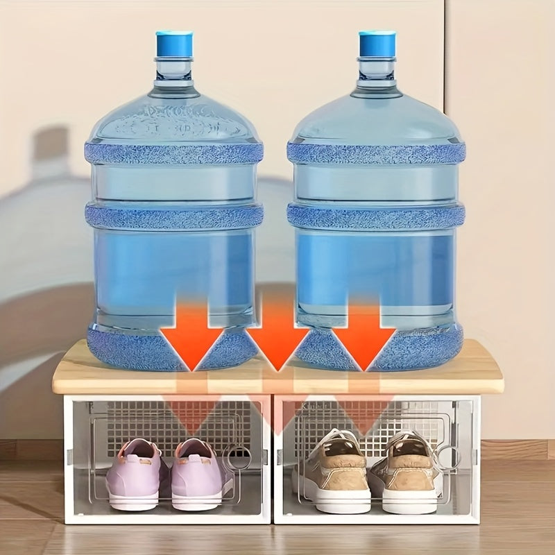 6/12/24pcs Thickened Transparent Shoe Boxes with Lid, Foldable Stackable Free Combination Shoe Rack, Plastic Sneaker Container, Space Saving Storage Organizer for Entryway Bedroom, Home Shoe Box Shoe Racks Shoe Storage Organizer Shelf