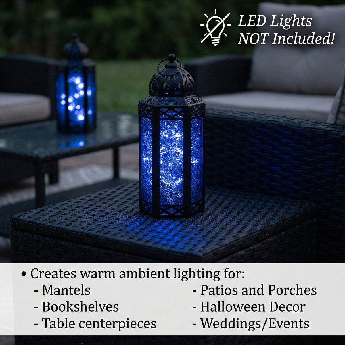 Decorative Moroccan Candle Lantern Holder, Medium, 10.5" Tall