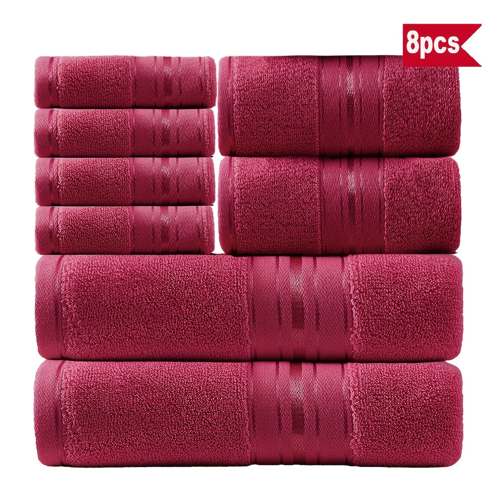 Luxury 8pcs Bath Towel Set, 100% Cotton Premium Hotel Quality, Includes 2 Bath Towels, 2 Hand Towels, 4 Washcloths, Soft Absorbent Spa Towel Collection, Ideal for Bathroom, Hotel, SPA