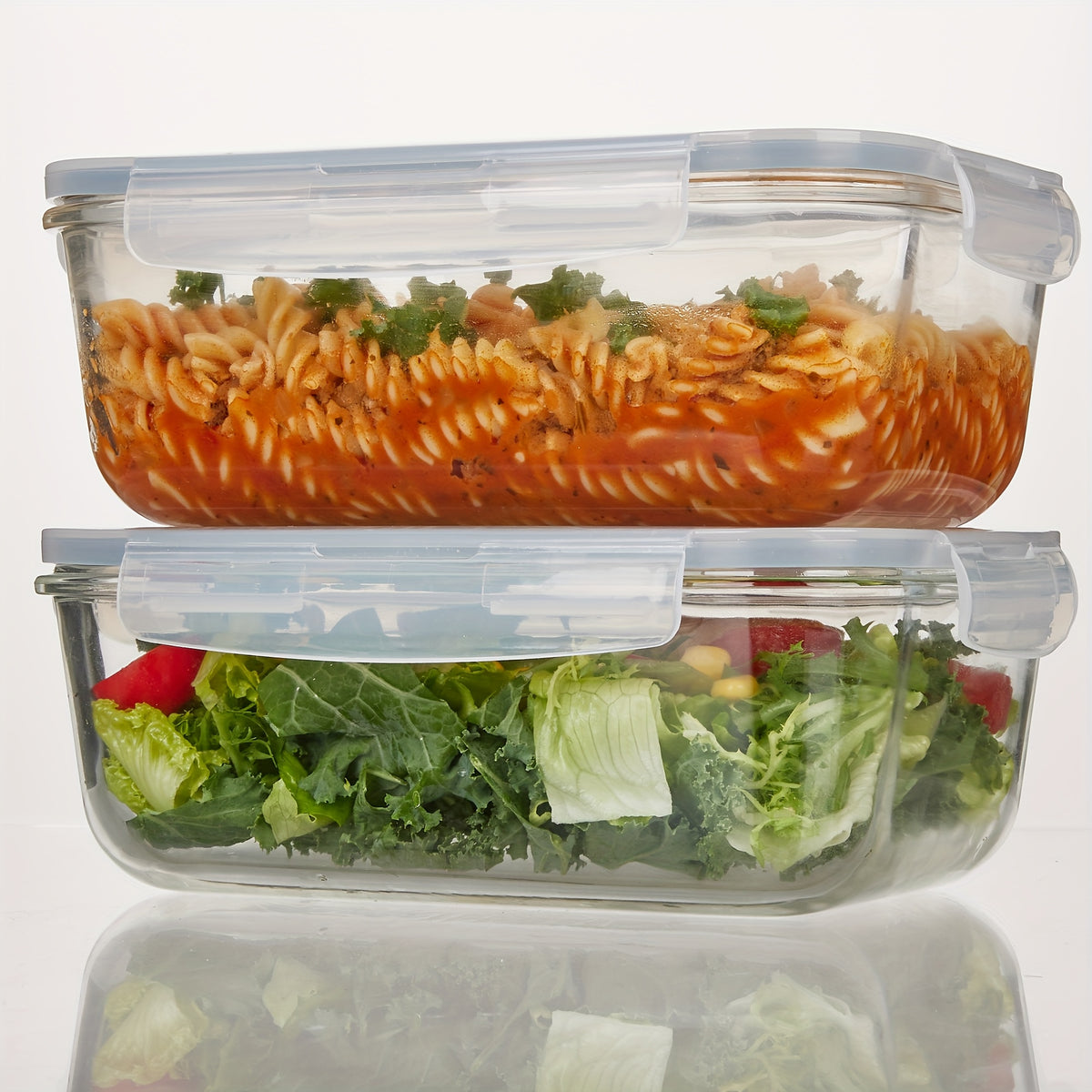 1860ml/ 63oz Large Glass Storage Containers With Lids, 2Pack for food & Dish Transport-Bus Tubs, Meal Prep for food Container Set With Snap Airtight Lid, Leak Proof, For Food Storage And Transportation