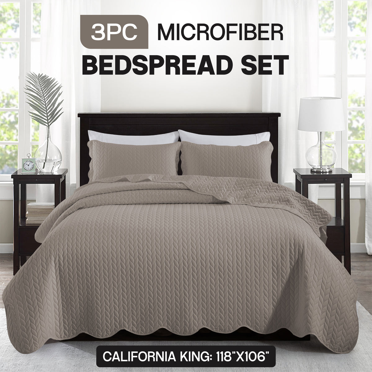 3pcs Bedspread Set Bedspreads with free Pillow Shams - Leaf Pattern Soft & Breathable Bedspread Lightweight Microfiber Bedspread - Modern Style Floral Pattern Coverlet For All Seasons - Christmas Gifts For Family And Friends (1 Bedspread, 1 Or 2 Pillow Sh