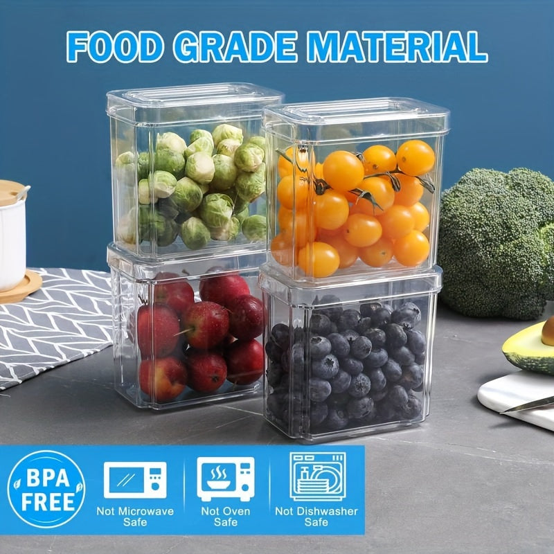 10-Pack Refrigerator Organizer Bins, Fridgeorganizers And Storage Clear, Stackable Fridgeorganizer with Lid, Bpa-Free Fruit Storagecontainers for Fridge, Kitchen, Food, Producevegetable