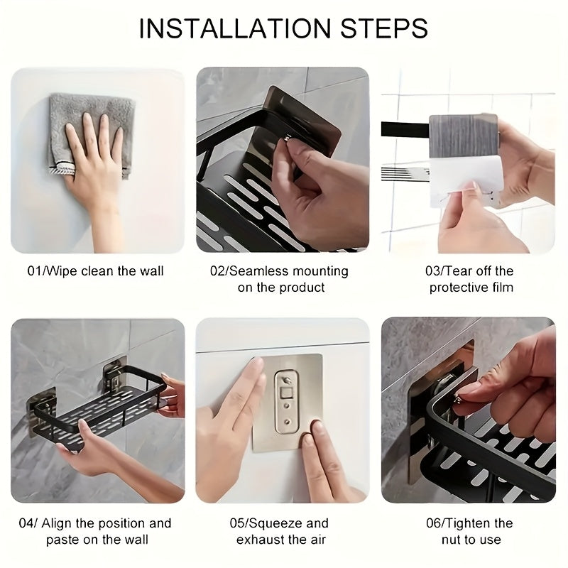 Multi-piece Shower Rack Bathroom Rack Wall-mounted Storage Rack Bathroom Shampoo Lotion Cosmetics Storage Rack Kitchen And Bathroom Storage Space-saving Storage Rack-no Drilling Required, Suitable for A Variety Of Scenarios-Free Traceless Sticker