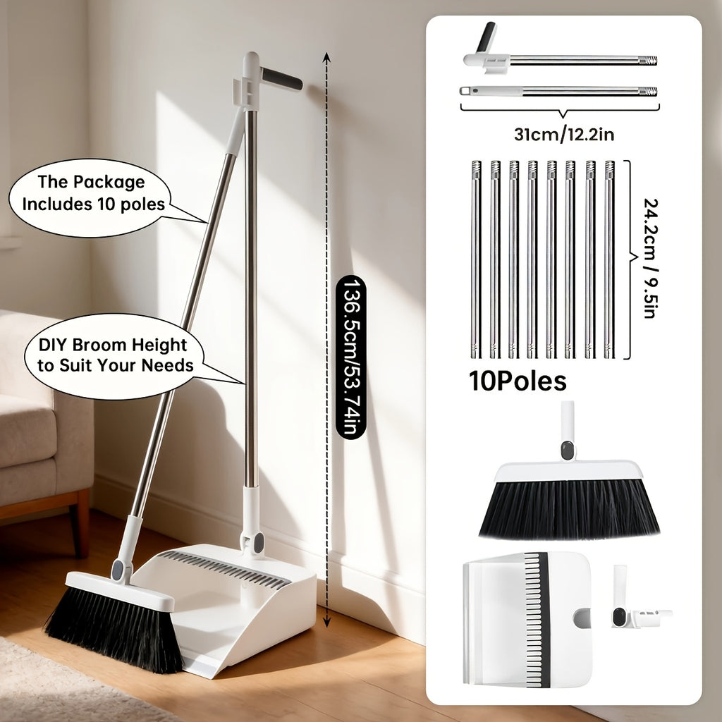 2-In-1/3-In-1/4-In-1 Broom with Dustpan Combo Set, Non-Stick Hair Cleaning for Hard Floors, Long Handle Sweeping for Living Room, Bedroom, Bathroom, Durable, Easy Storage, Rotatable, Foldable, Efficient Cleaning, Flexible Design, Fast Dust Removal