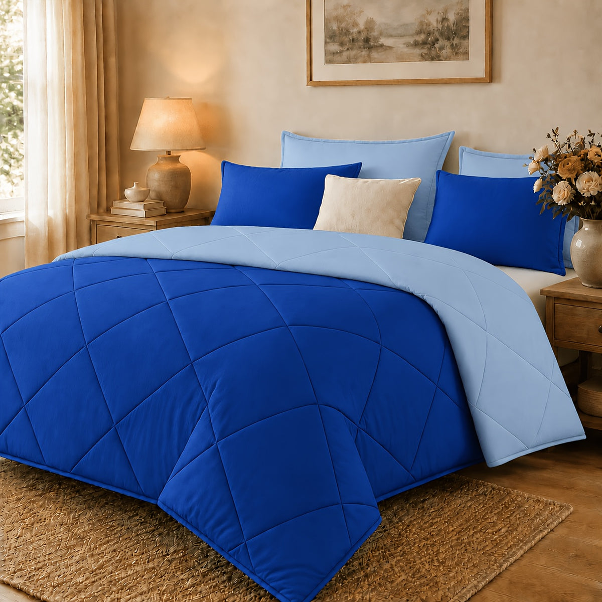 2/3pcs Solid Color Diamond Quilted Large/King Size Bedding, Soft, Comfortable, and Fluffy with Microfiber Filling and Lightweight, Breathable Fabric. Easy to Care for, Warm for All Seasons. Includes Comforter and Pillowcases. Luxurious Quality