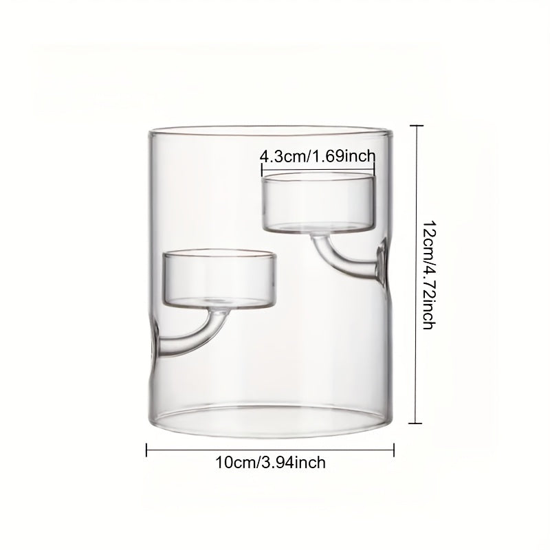 1pc European Style Cylinder Hurricane Glass Candle Holder, Oil Lamp Windproof Candle Holder, Creative Home Decoration Candlelight Dinner Gift