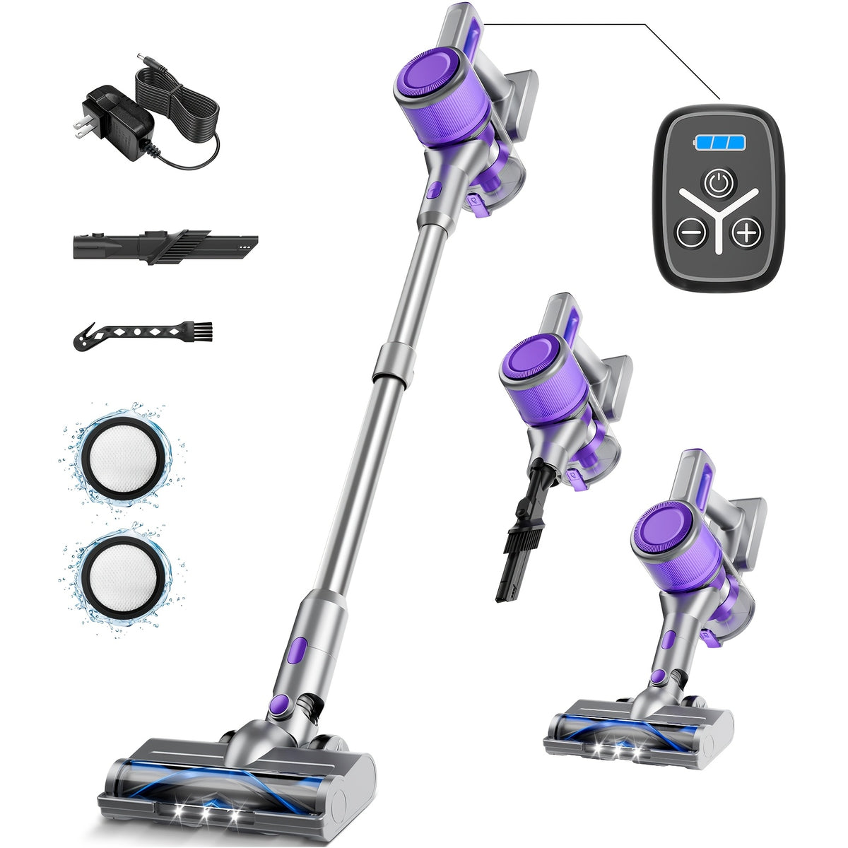 45-70Kpa Powerful Vacuum Cleaner Kits (Corded / Cordless) & Motor Only Option Available, Stick Vacuum with 45min Runtime, Anti-Tangle Vacuum Cleaners, 50.72oz Dust Cup, Rechargeable Corded and Wireless Vacuum for Hardwood Floor Carpet Pet Hair