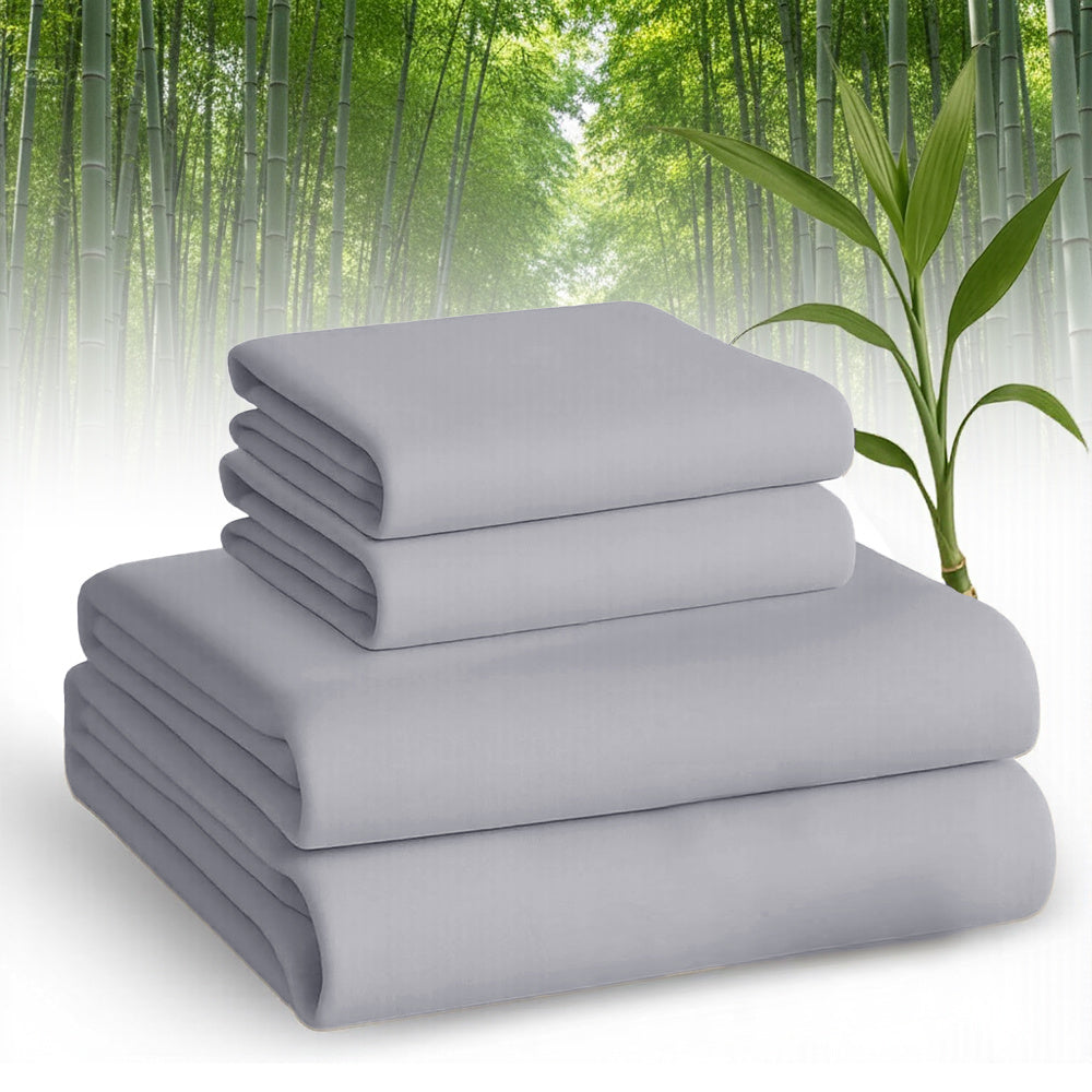 [Breathable Bamboo Sheets] 3/4pcs Breathable Bamboo Bed Sheets Fitted Sheet And Pillowcases Set Child Sheet And Pillowcase Sets, Queen Bamboo Twin Sheet Set, Cooling Queen Sheets Set