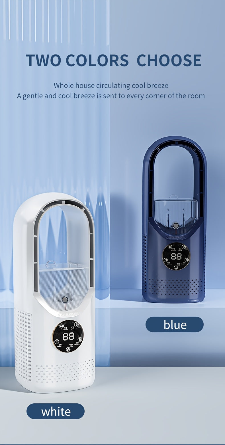 Portable Fan, USB Tower Fan, Desktop Bladeless Fan - Optional Remote Control, Touch Screen, Multi-speed Adjustment, Timer Function And Intelligent Shutdown - Perfect For Offices, Travel, Camping And Home Necessities