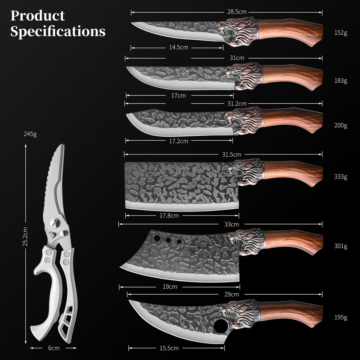 3/6/7pcs Professional Kitchen Chef Knife Set, Knife, Hotel Gift Visit, Outdoor Camping Car Knife Set, Chef Knife Utility Knifeing Knife Slicing Knife Fish Knife Butcher Knife Kitchen Scissors Boning Duck Fish Scissors