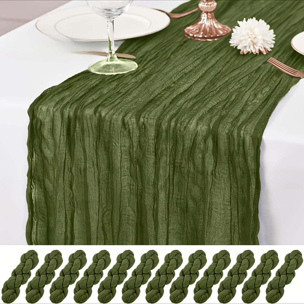 12pcs Cheesecloth Table Runner 10ft Boho Gauze Table Runner 21.3*120Inch Rustic Cheese Cloth Roll Romantic Long Cheesecloth Bulk for Wedding Bridal Shower Birthday Party Decor