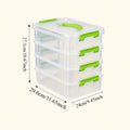 Four Layer Storage Box with Carry Handle, Transparent Stackable Plastic Organizer in Green or White for Jewelry, Hair Accessories and Office Supplies
