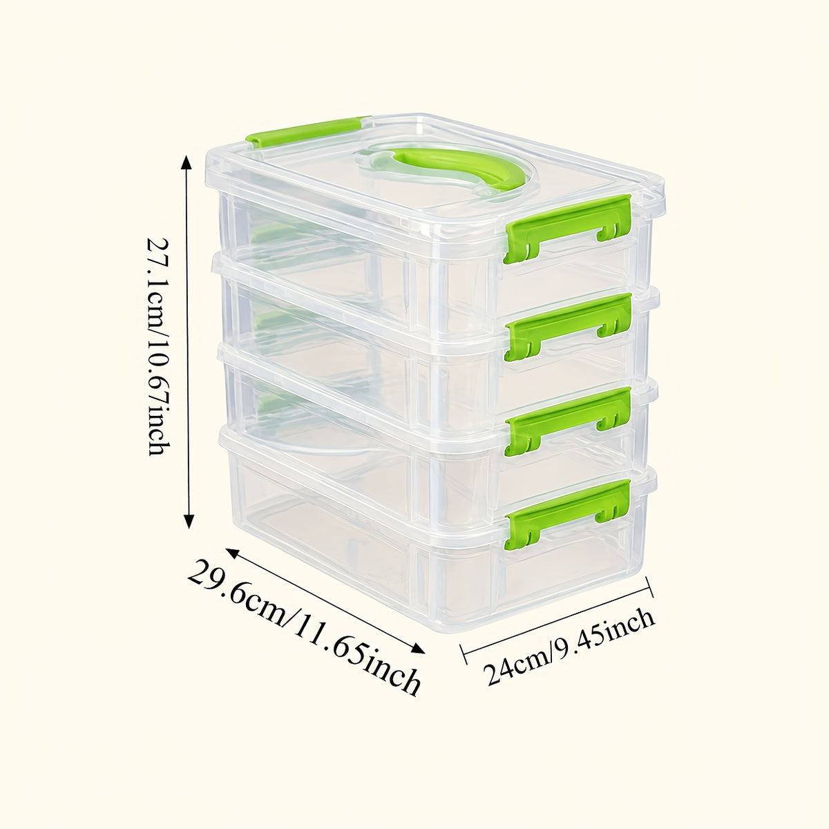 Stackable Large-Capacity Transparent Plastic Storage Box with Lid And Handle. Compartmentalized Drawer Design, Ideal for Hair Additions, Jewelry, And Stationery. Suitable for Home And Office Use, Easy for Neat Storage