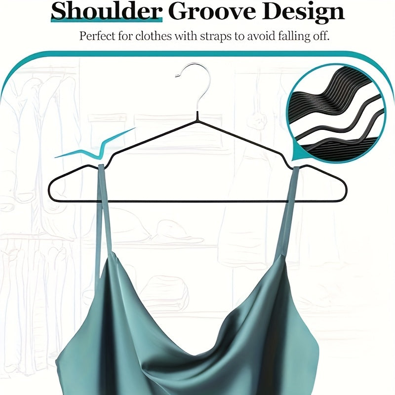 Coated Steel Clothes Hangers, Black Non-Slip Reinforced Closet Hangers in 30, 50 or 100 Packs for Shirts, Coats, Suits and Wardrobe Organization