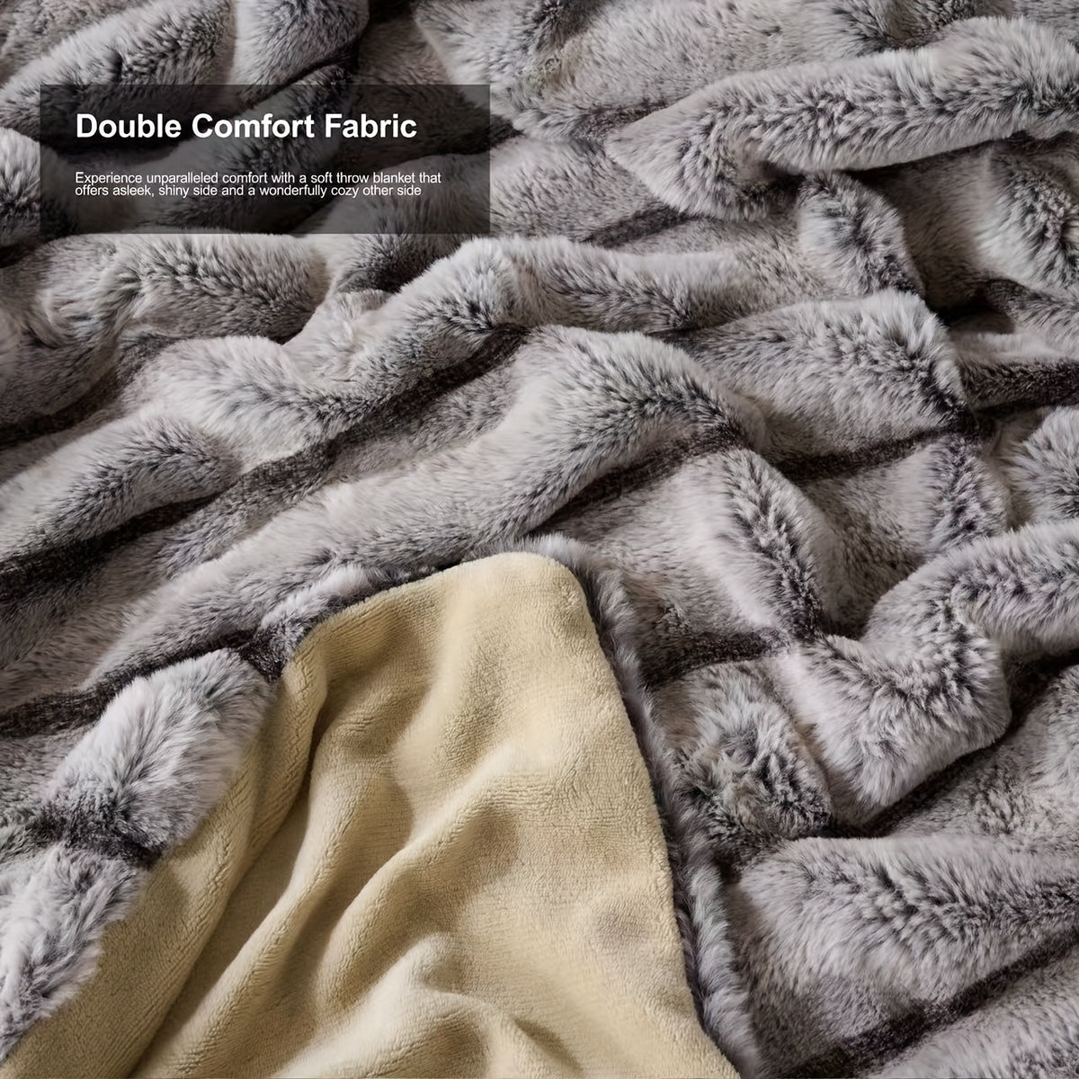 A Faux Rabbit Fleece Blanket, Double Layer Thickened, All Season, King/Queen Size, Winter Blankets Soft Warm, Throw For Adults Reversible Machine Washable Blanket, For Home, Car, Office, Travel, Couch Cover, Christmas, Halloween Gift, Birthday Gift