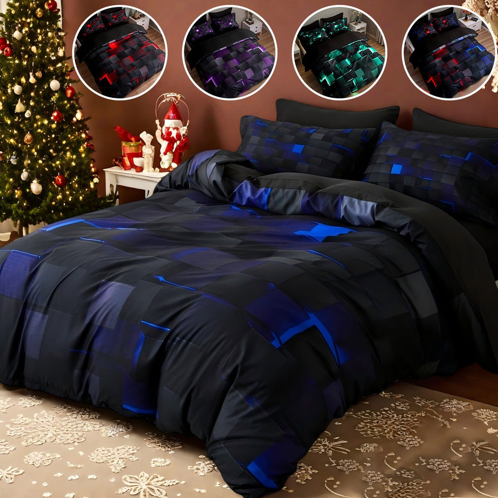 2/3pcs Cool Tech Digital Print Duvet Cover Set for All Seasons, Available In Red And Blue, In Four Sizes (Twin, Double, Queen, King)(1 Duvet Cover + 1/2 Pillowcase, No Filling), Gifts for The Family