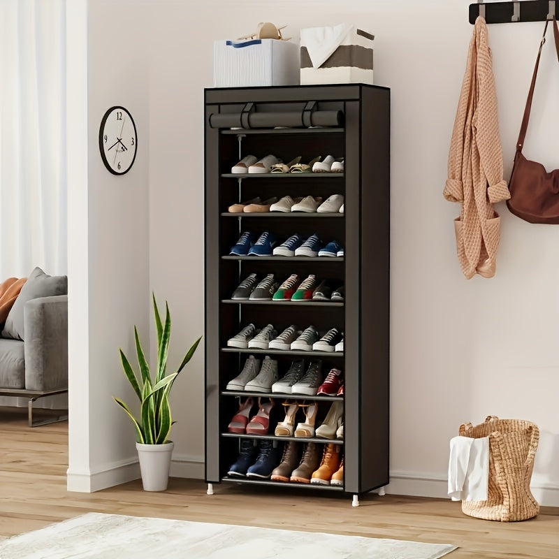 6/10 Tier Portable Shoe Rack Organizer with Nonwoven Fabric Cover, Ideal for Closet, Hallway, Bedroom, And Entryway, Stylish Grey Design