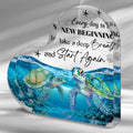 Sea Turtle Acrylic Heart Decor with Inspirational New Beginning Quote, Blue Ocean Desktop Accent for Shelves, Bedrooms and Office Gifts
