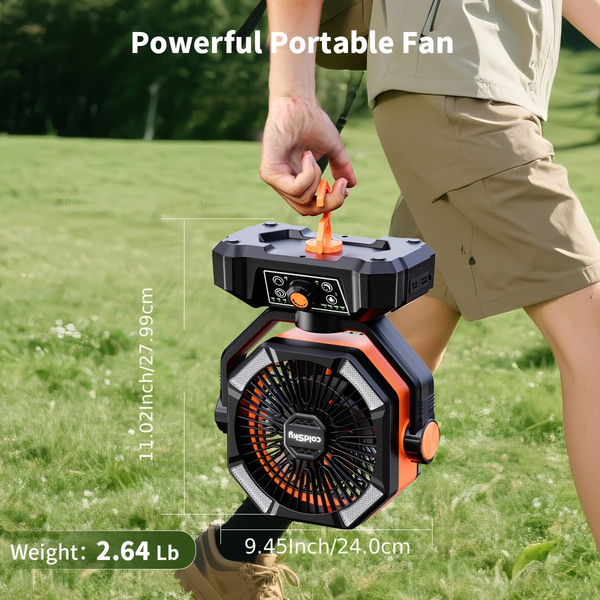20000Mah Battery Powered Camping Fan - Dual Motor, 8-Speed with Remote Control & 4 LED Lanterns, Portable Outdoor Fan with Hook for Tent, Power Outage, Construction Site, For Outdoor Camping Travel