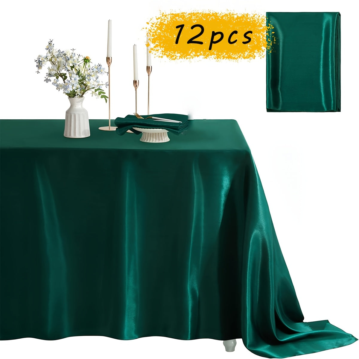 12pcs Satin Tablecloth, 57, Halloween, Christmas